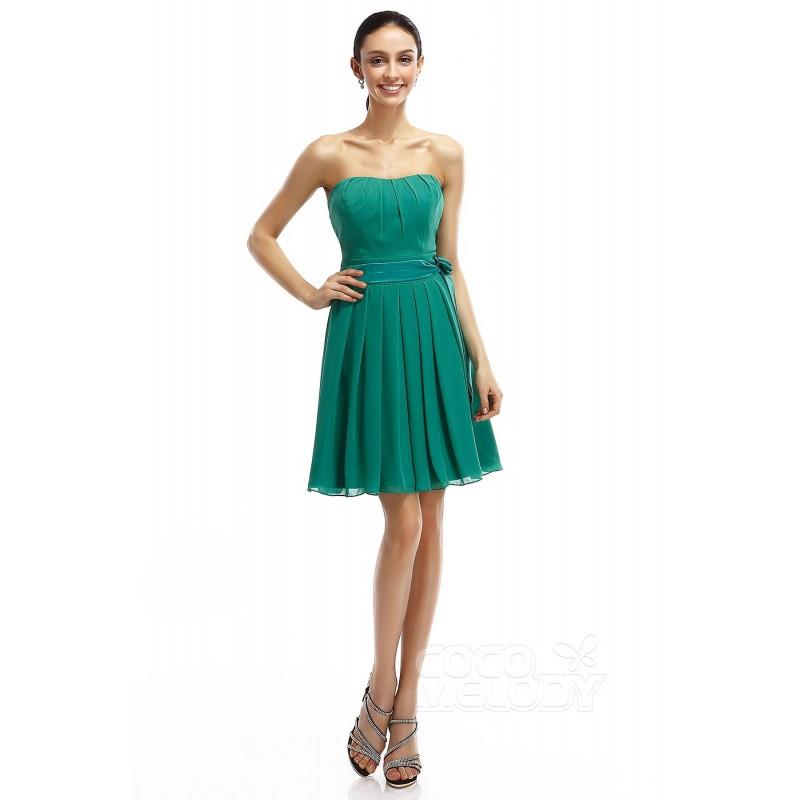 My Stuff, A-Line Sweetheart Short-Mini Chiffon Viridis Sleeveless Zipper Bridesmaid Dresses COZM1400