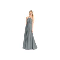 Steel_grey Azazie Ginger - Halter Strap Detail Floor Length Chiffon Dress - Charming Bridesmaids Sto