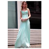 In Stock Fashionble A-line Sweetheart Neckline Empire Waist Light Blue Beaded Floor Length Party Dre