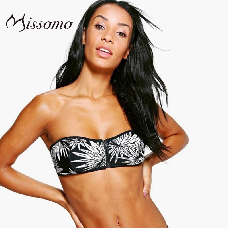 My Stuff, Vogue Sexy Simple Printed Zipper Up Black & White Bra Underwear Swimsuit Bikini - Bonny YZ