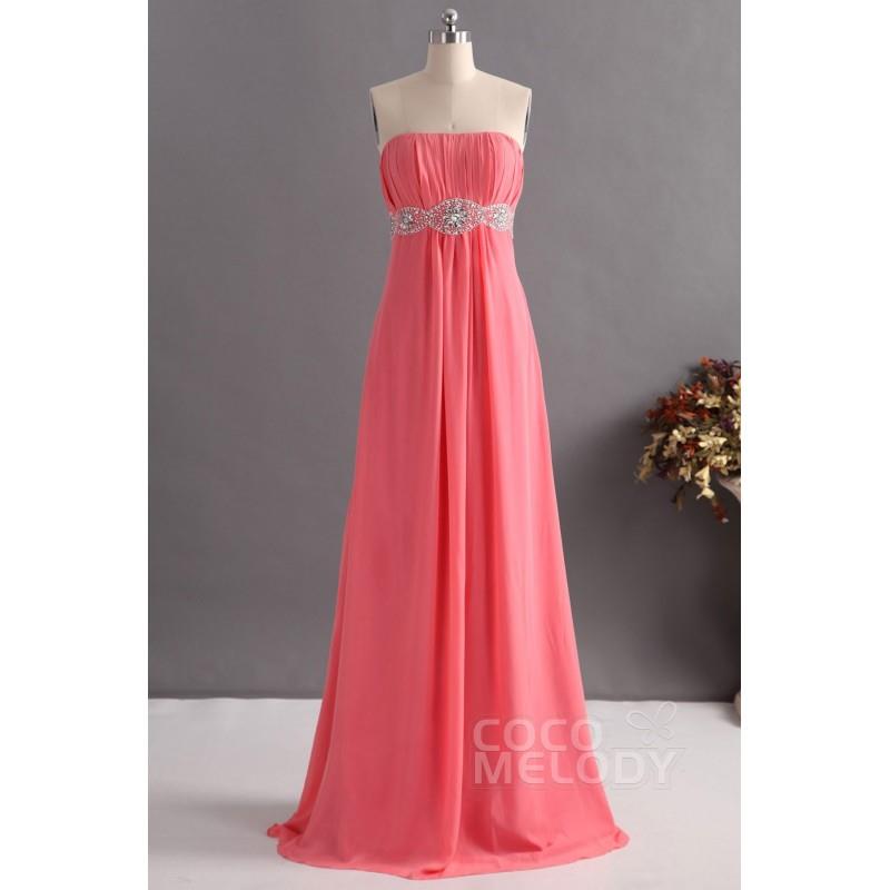 My Stuff, Delicate Sheath-Column Strapless Floor Length Chiffon Bridesmaid Dress with Beading COZF14