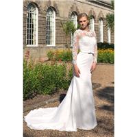 Style 1707 by Catherine Parry - Ivory  White Chiffon  Lace Illusion back  Belt Floor Illusion Weddin