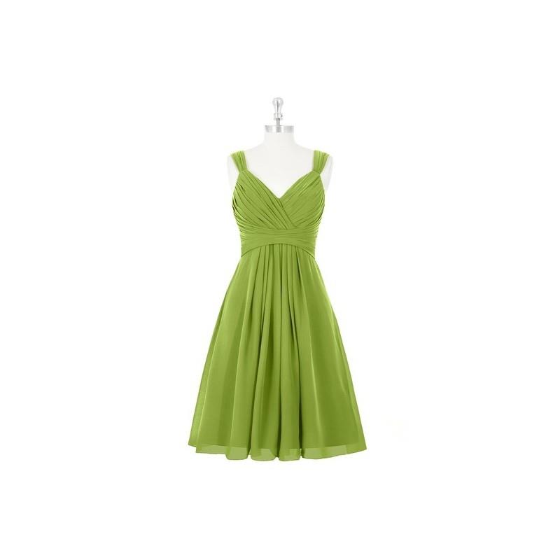 My Stuff, Clover Azazie Clara - V Neck Chiffon Knee Length Back Zip Dress - Charming Bridesmaids Sto