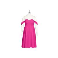 Fuchsia Azazie Gemma - Stretch Knit Back Zip Knee Length Sweetheart Chiffon - Charming Bridesmaids S