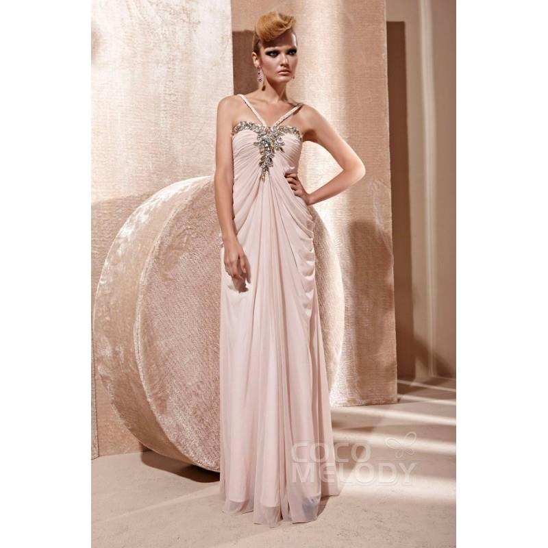 My Stuff, Glorious Sheath-Column Spaghetti Strap Floor Length Chiffon Veiled Rose Zipper Evening Dre