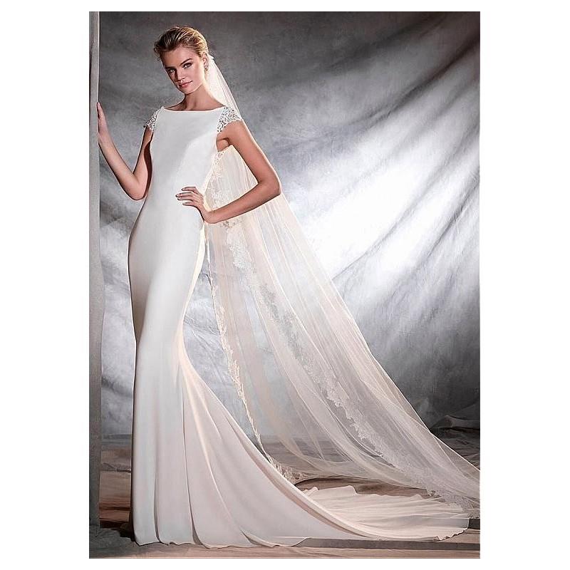 My Stuff, Gorgeous Acetate Satin Bateau Neckline Mermaid Wedding Dresses With Lace Appliques - overp