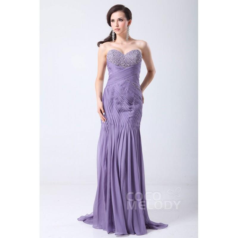 My Stuff, Stylish Trumpet-Mermaid Sweetheart Sweep-Brush Train Chiffon Evening Dress with Pleating C