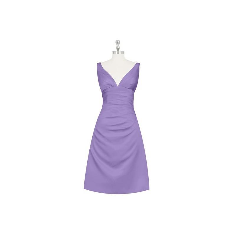 My Stuff, Tahiti Azazie Haylee - Satin V Neck Back Zip Knee Length Dress - Charming Bridesmaids Stor