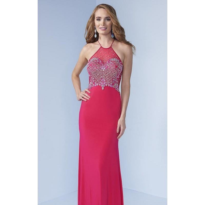 wedding, Fuchsia Beaded Open Back Gown by Splash by Landa Designs - Color Your Classy Wardrobe