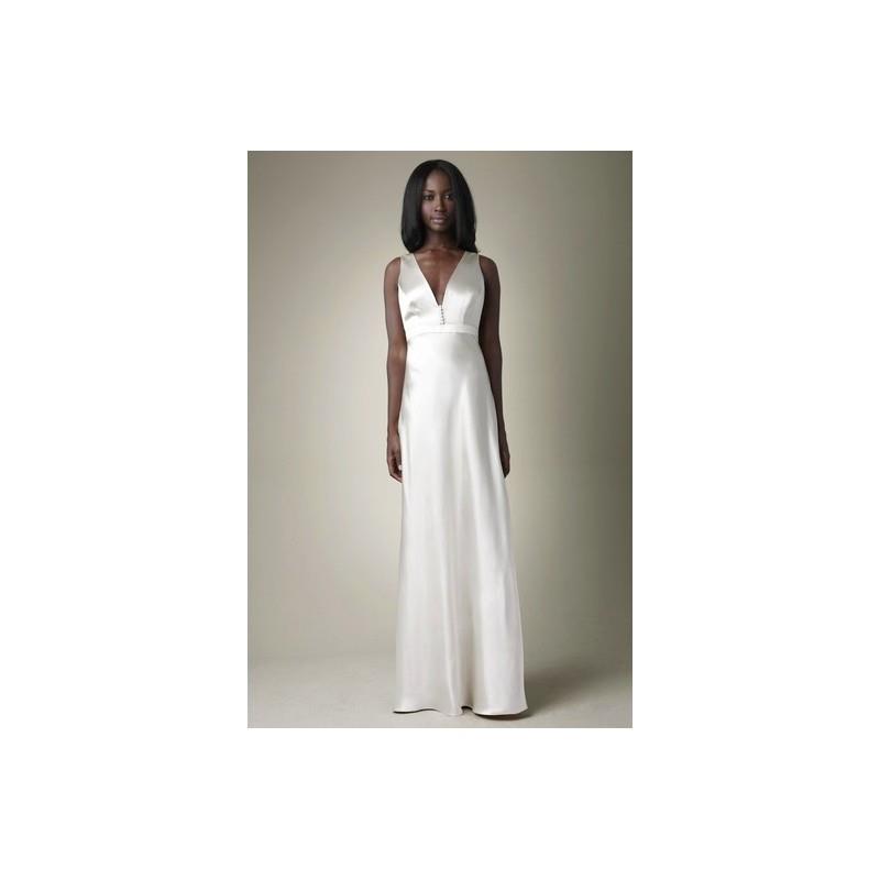 My Stuff, Charlie Brear SP14 Dress 13 - Charlie Brear Spring 2014 Full Length White Sheath V-Neck -