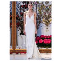 Glamorous Satin Chiffon Spaghetti Straps Neckline Mermaid Wedding Dresses With Lace Appliques - over