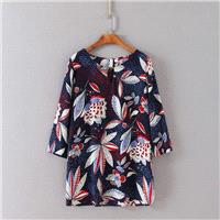 Oversized Vogue Printed Scoop Neck 3/4 Sleeves Spring Chiffon Top - beenono.com