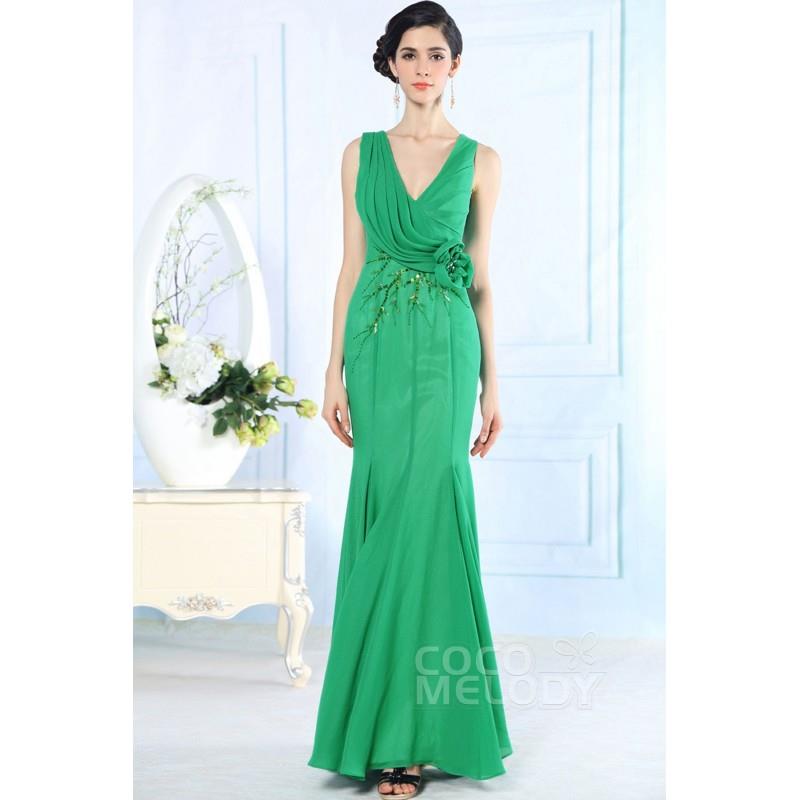 My Stuff, Fashion Trumpet-Mermaid V-Neck Natural Floor Length Cascade Sleeveless Open Back Evening D