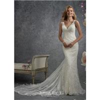 Sophia Tolli Fall/Winter 2017 Y21762 Zaniah Elegant Chapel Train Ivory Sleeveless Sheath V-Neck Bead