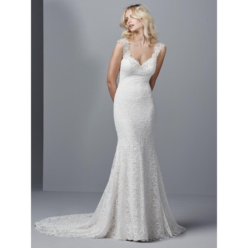 wedding, Sottero and Midgley Fall/Winter 2017 Tasha Ivory Sweet Chapel Train Illusion Sheath Beading