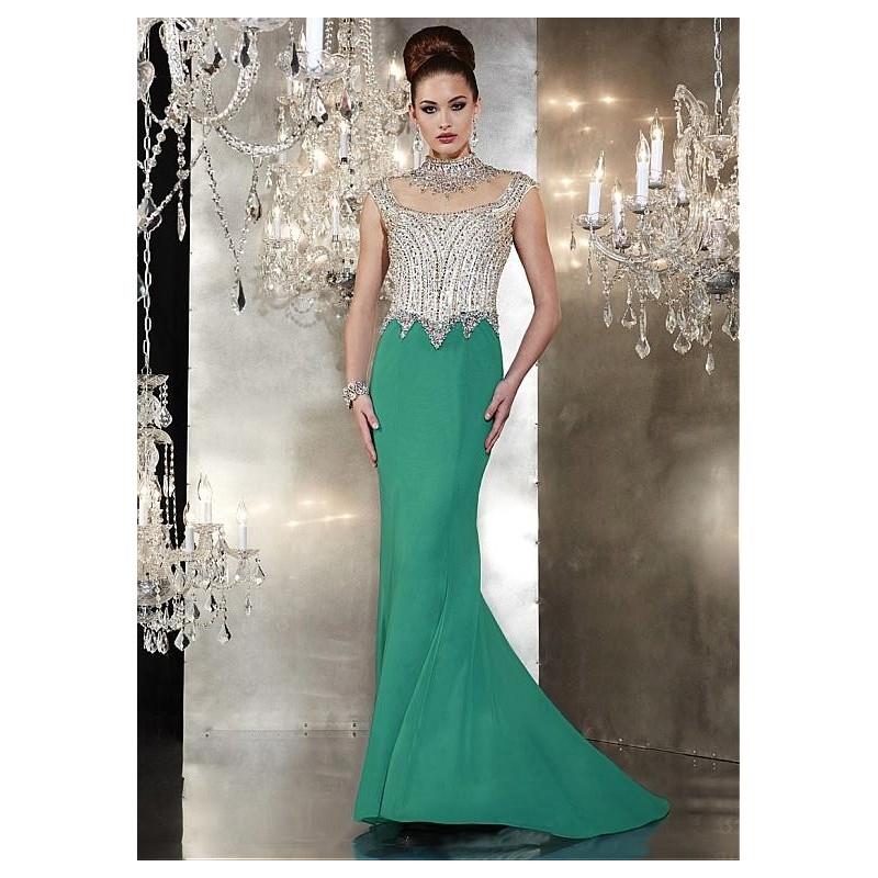 wedding, Fantastic Tulle & Chiffon High Collar Neckline Mermaid Long Evening/Formal Dresses With Bea