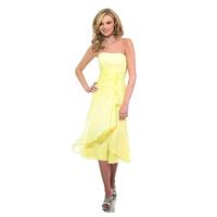 Chic Silk Like Chiffon Strapless Neckline Natural Waistline Tea-length A-line Bridesmaid Dress - ove