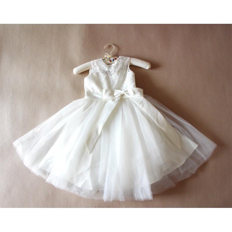 My Stuff, Floor-length Ivory Flower Girl Dress Lace Flower Girls Dress Baby Girl Dresses Lace Tulle