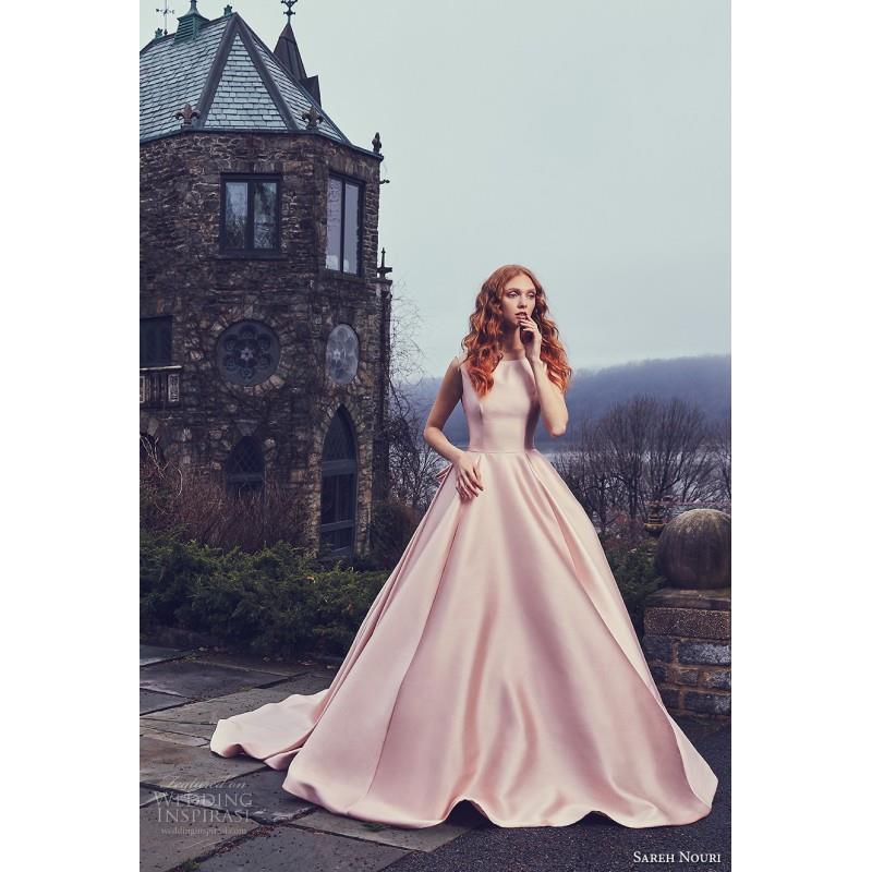 My Stuff, Sareh Nouri Spring/Summer 2018 Brooklyn Satin Square Bow Ball Gown Pink Sleeveless Royal T