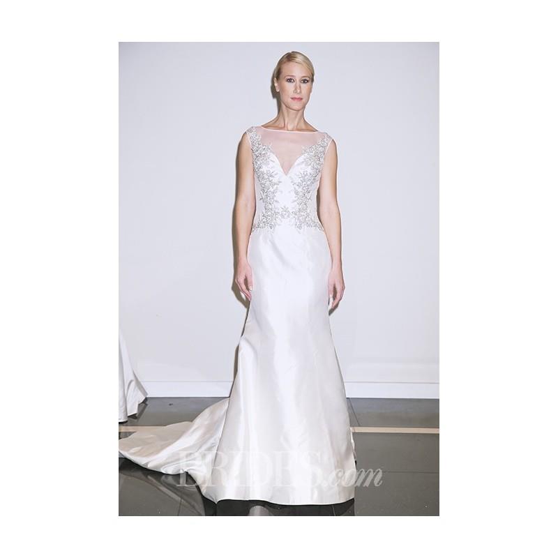 My Stuff, Simone Carvalli - Fall 2015 - Style 90255 Sleeveless Silk Charmeuse Sheath Beaded Illusion