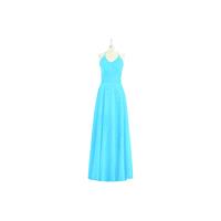 Pool Azazie Faith - Bow/Tie Back Floor Length Halter Chiffon Dress - Simple Bridesmaid Dresses & Eas