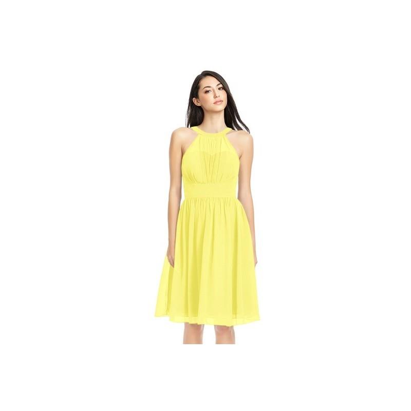 My Stuff, Lemon Azazie Yamilet - Knee Length Illusion Chiffon Halter Dress - Charming Bridesmaids St