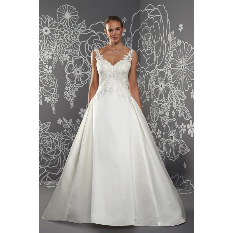 My Stuff, Octavia by Romantica of Devon - Satin Floor Straps  V-Neck A-Line Wedding Dresses - Brides