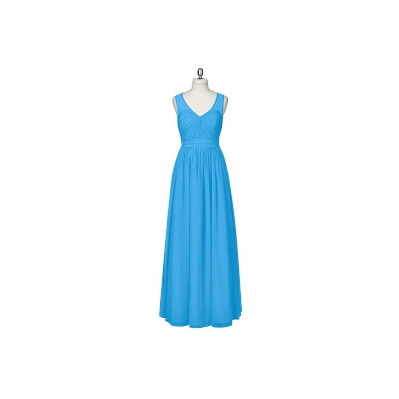 My Stuff, Ocean_blue Azazie Raquel - V Neck Illusion Floor Length Chiffon Dress - Charming Bridesmai