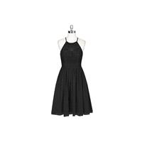 Black Azazie Lyric - Halter Knee Length Chiffon And Lace Illusion - Simple Bridesmaid Dresses & Easy