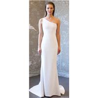 Romona Keveza rk8401 Spring/Summer 2018 Simple Sweep Train One-Shoulder Sheath Ivory Sleeveless Gard