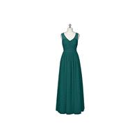 Peacock Azazie Raquel - Chiffon Illusion V Neck Floor Length Dress - Charming Bridesmaids Store