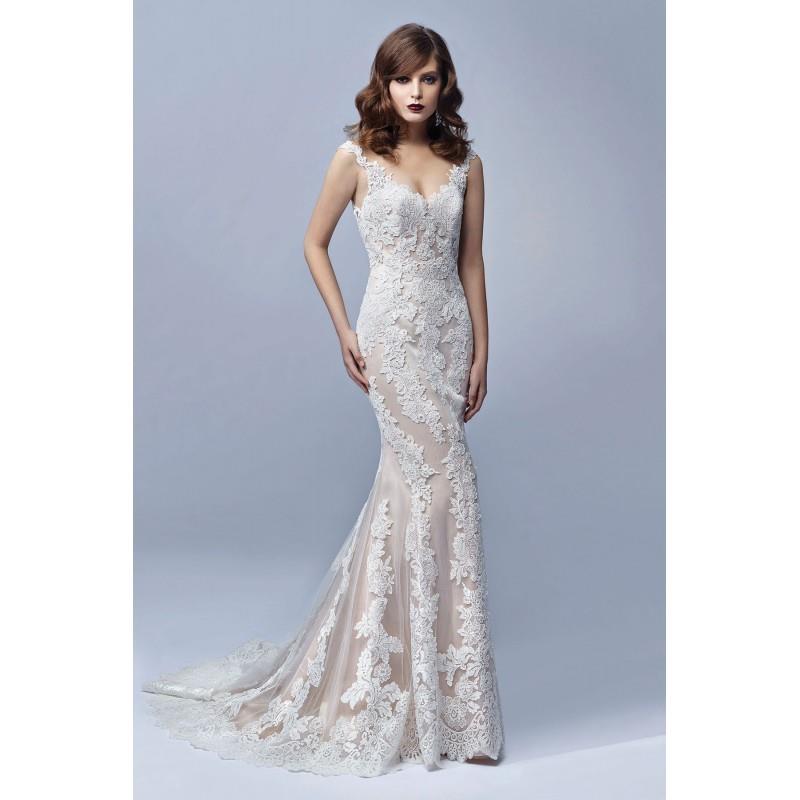 My Stuff, Enzoani BT17-01 by Beautiful by Enzoani - Coffee  Ivory Lace  Tulle Illusion back  Low Bac