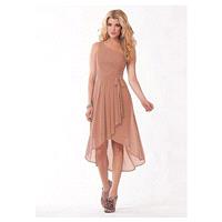 Chic Chiffon One Shoulder Neckline Natural Waistline Hi-lo A-line Bridesmaid Dress - overpinks.com