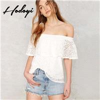 A neck wave jacket sexy summer styles dresses strapless lace chiffon shirt white t - Bonny YZOZO Bou