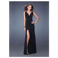 Charming Chiffon & Tulle V-neck Neckline Floor-length Sheath Prom Dress - overpinks.com