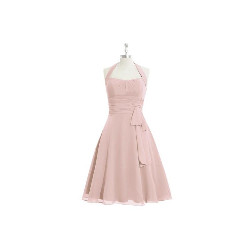 My Stuff, Dusty_rose Azazie Haley - Back Zip Knee Length Halter Chiffon Dress - Charming Bridesmaids