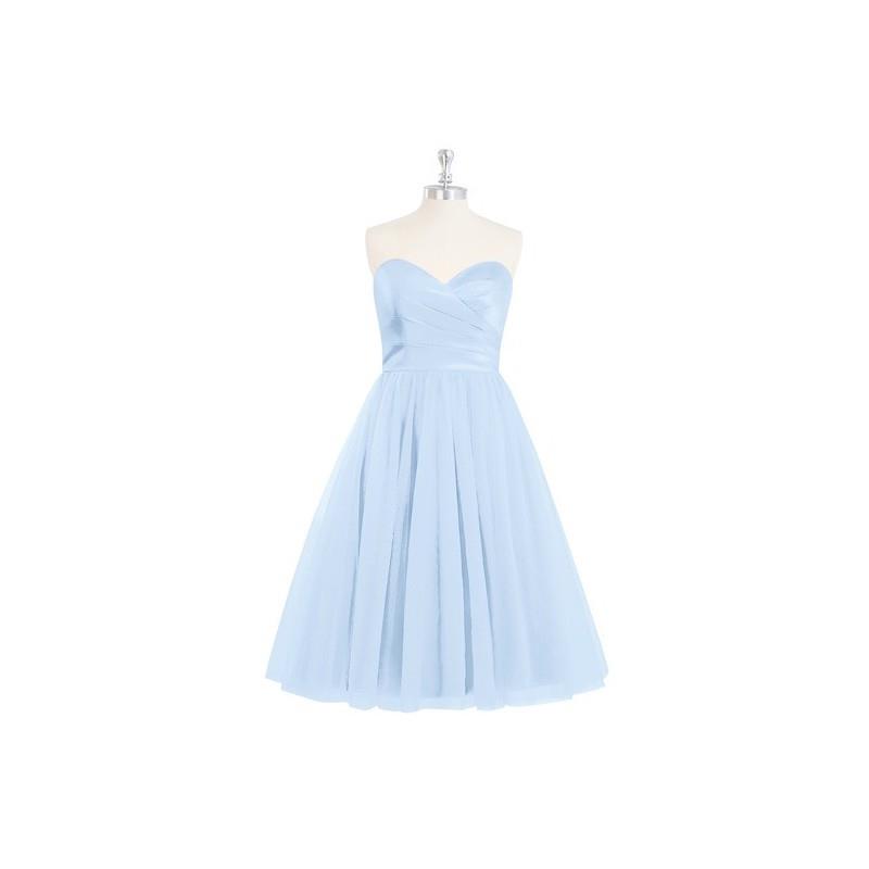 My Stuff, Sky_blue Azazie Reina - Corset Sweetheart Knee Length Tulle And Satin Dress - Charming Bri