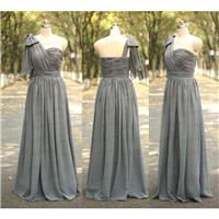 Grey Bridesmaid Dress Handmade Pleat Chiffon Long Wedding Party Gowns Long Grey Prom Dress Evening D