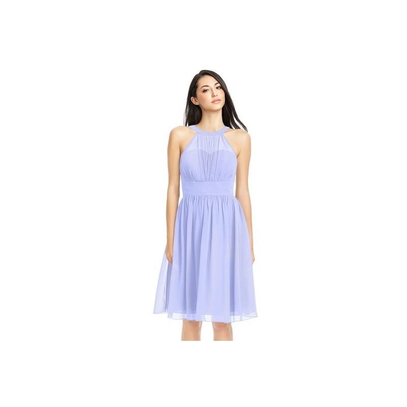 My Stuff, Lavender Azazie Yamilet - Knee Length Chiffon Illusion Halter Dress - Simple Bridesmaid Dr