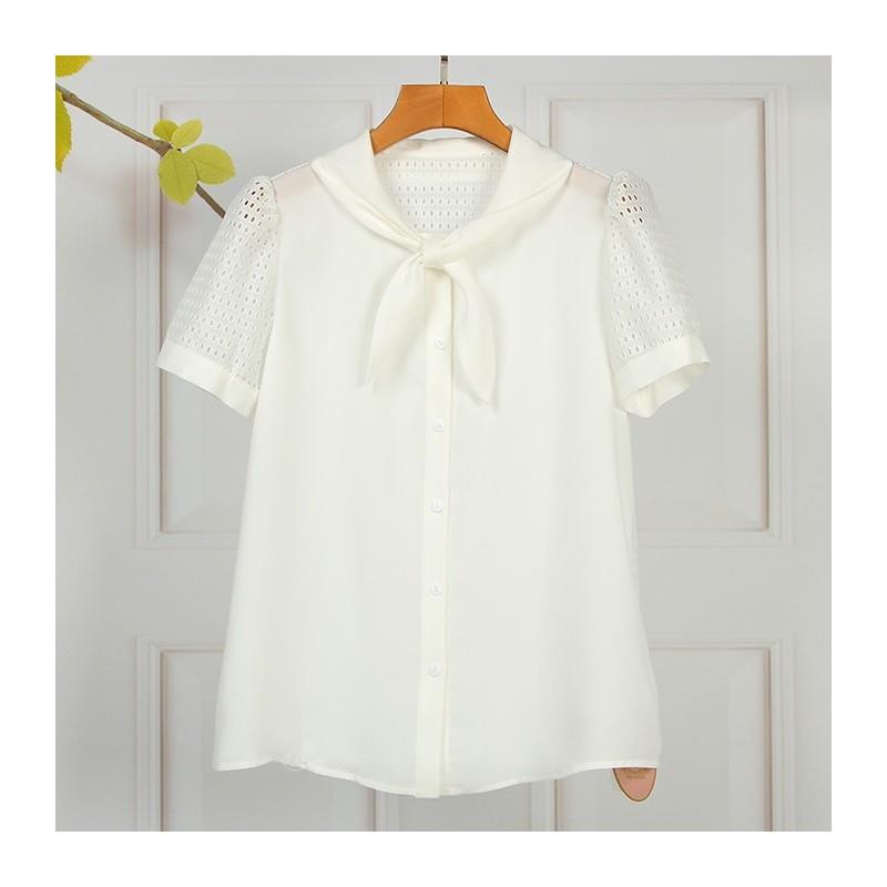 My Stuff, Elegant Hollow Out Chiffon Short Sleeves Top - Lafannie Fashion Shop