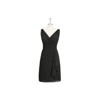 Black Azazie Iliana - Chiffon V Back Knee Length V Neck Dress - Simple Bridesmaid Dresses & Easy Wed