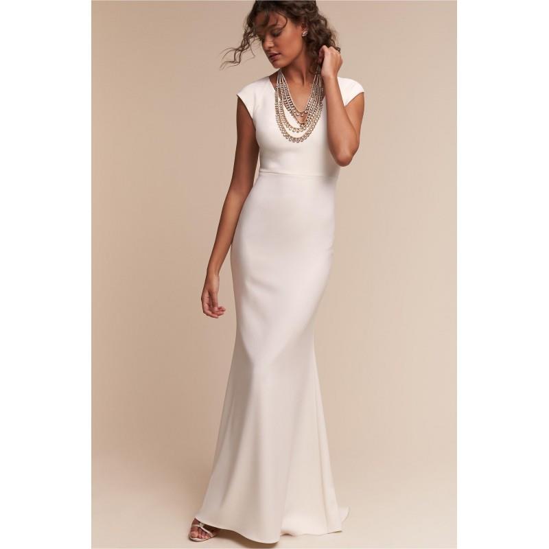 My Stuff, BHLDN Spring/Summer 2017 Sawyer V-Neck Garden Simple Sweep Train Ivory Cap Sleeves Sheath