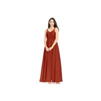 Rust Azazie Danny - Sweetheart Keyhole Floor Length Chiffon And Lace Dress - Simple Bridesmaid Dress