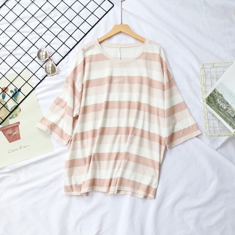 My Stuff, Oversized Fresh Cotton Stripped T-shirt - Discount Fashion in beenono