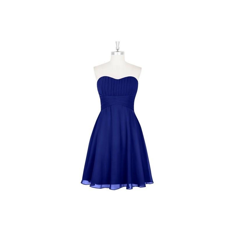 My Stuff, Royal_blue Azazie Aryana - Sweetheart Back Zip Knee Length Chiffon Dress - Charming Brides