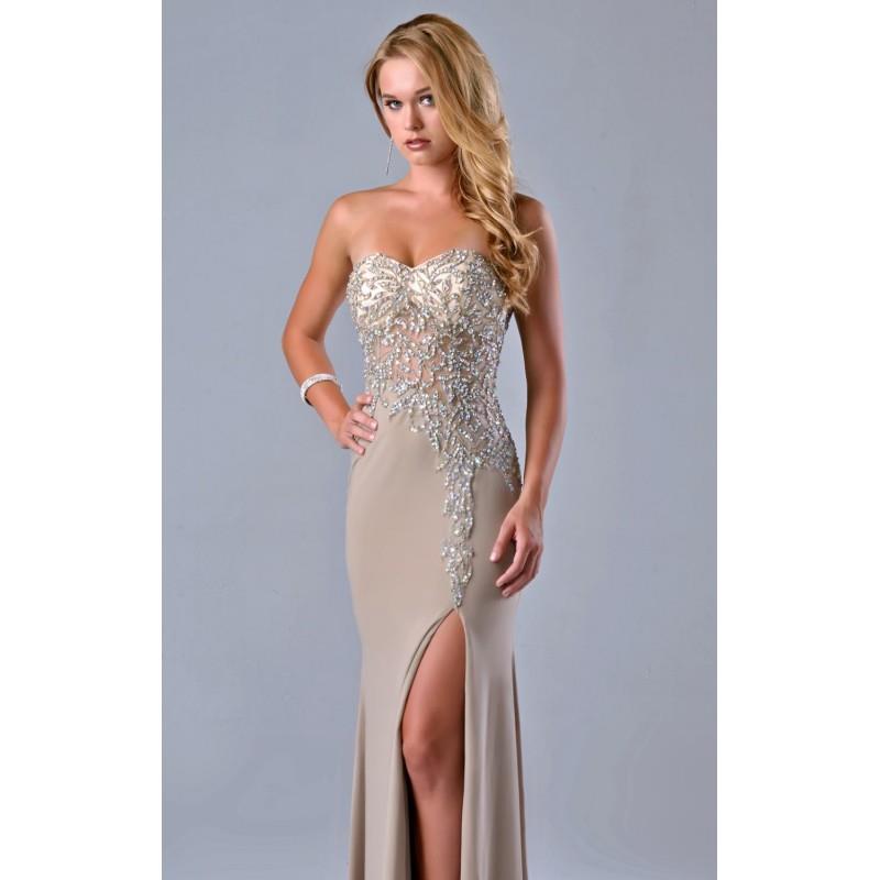 My Stuff, Beaded Slit Gown Dress by Nina Canacci 9045 - Bonny Evening Dresses Online