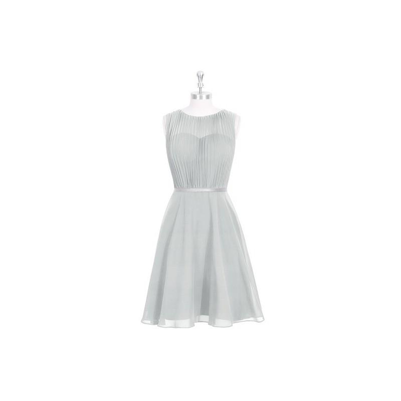 My Stuff, Silver Azazie Mariam - Chiffon And Charmeuse Illusion Knee Length Scoop Dress - Charming B