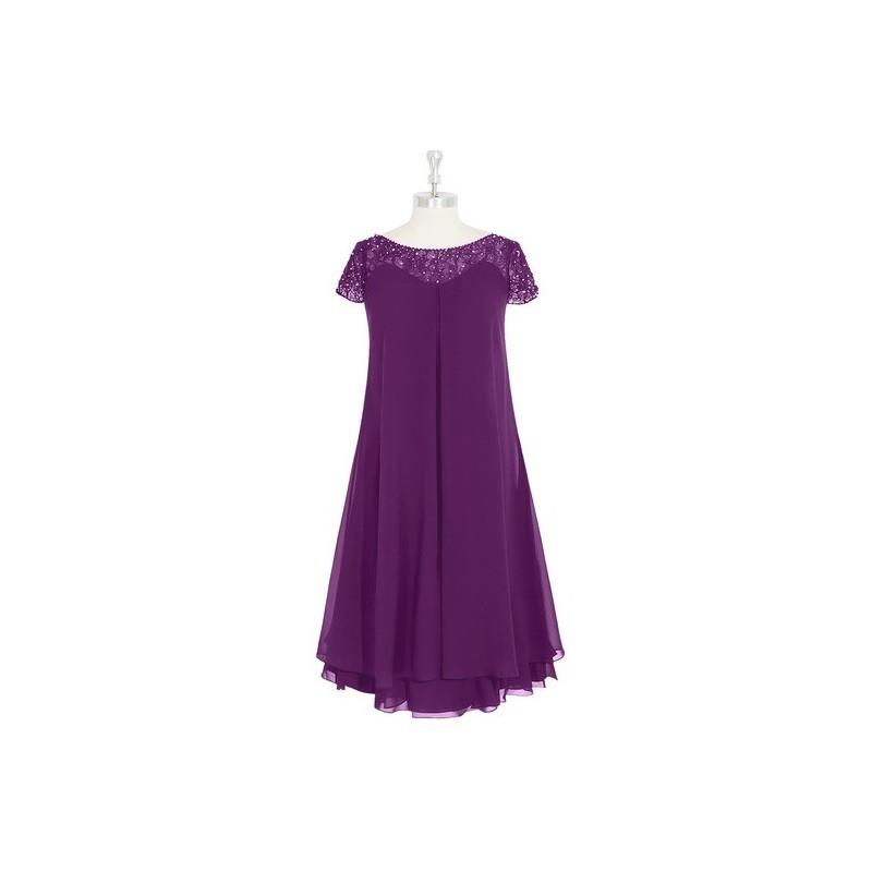 My Stuff, Grape Azazie Tess MBD - Illusion Illusion Chiffon Knee Length Dress - Simple Bridesmaid Dr