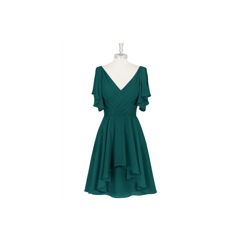 My Stuff, Peacock Azazie Ayana - Chiffon Knee Length V Back V Neck Dress - Charming Bridesmaids Stor