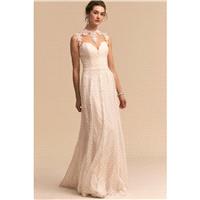 BHLDN 2018 Nightfall Sweet Ivory Sweep Train Illusion Sleeveless Aline Appliques Lace Bridal Dress -